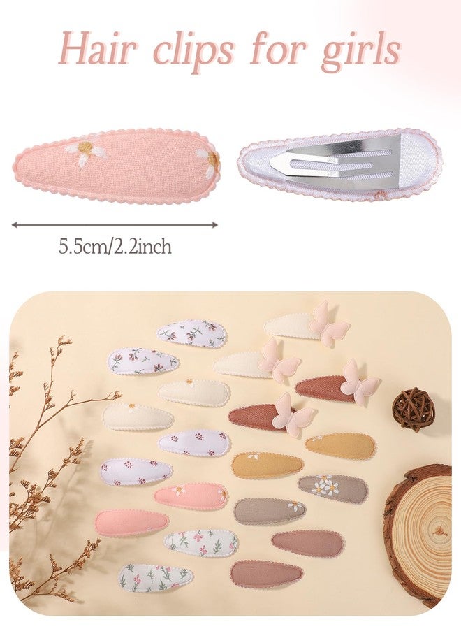 doboi 20Pcs Toddler Hair Clips Baby Girl Hair Bows Clips Floral Print Non Slip Wrapped Snap Hairpins Butterfly Clips for Hair Barrettes Hair Accessories for Baby Toddler Girls Kids - Image 2
